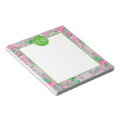 Texas Kaart Roze & Groene Preppy Patroon Monogramm Notitieblok (Schuin)