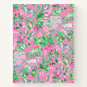 Texas Kaart Roze & Groene Preppy Patroon Monogramm Notitieboek (Achterkant)