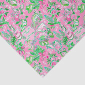 Texas Kaart Roze & Groene Preppy Patroon Tissuepapier (Detail)
