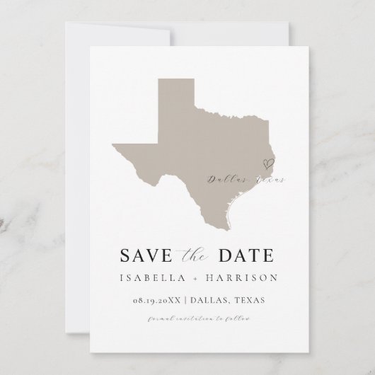 Texas Kaart Save the Date Sjabloon (Voorkant)