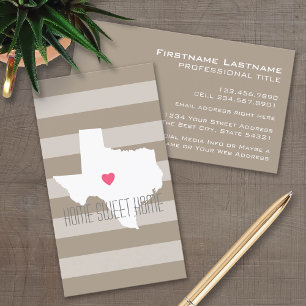 Texas Kaart Thuisstaat Liefde met Aangepast Hart Visitekaartje