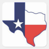 TEXAS KAART VIERKANTE STICKER (Voorkant)