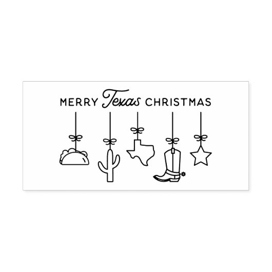 Texas Kerst Ornamenten Rubberstempel (Afrduk)