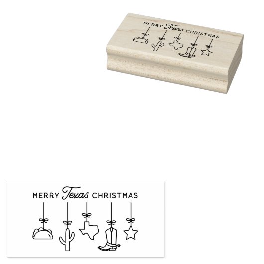 Texas Kerst Ornamenten Rubberstempel (Gestempeld)