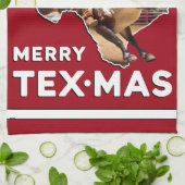 Texas Kerst Vrolijk Texmas Santa Rendier Rodeo Theedoek (Gevouwen)