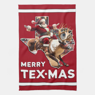 Texas Kerst Vrolijk Texmas Santa Rendier Rodeo Theedoek