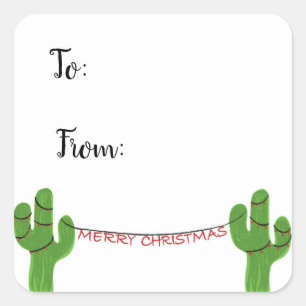 Texas kerstcadeaulabels vierkante sticker
