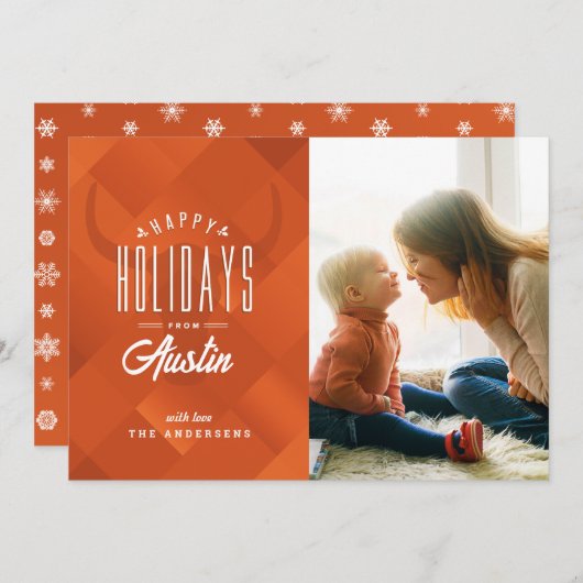 Texas Kerstfeestdag Foto van jouw stad Feestdagenkaart (Voorkant / Achterkant)