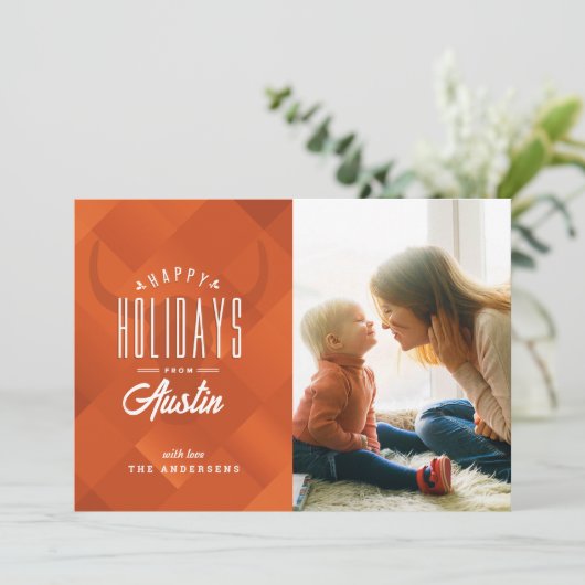 Texas Kerstfeestdag Foto van jouw stad Feestdagenkaart (Staand voorkant)