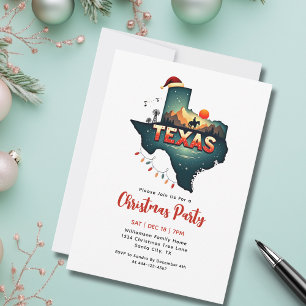 Texas Kerstkaart Vakantie Partij Kaart