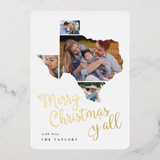 Texas Kerstmis | Fotocollage Folie Feestdagenkaart (Voorkant)