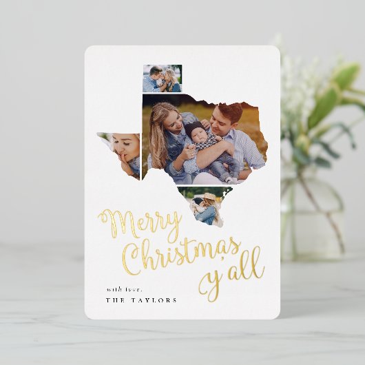 Texas Kerstmis | Fotocollage Folie Feestdagenkaart (Staand Voorkant)