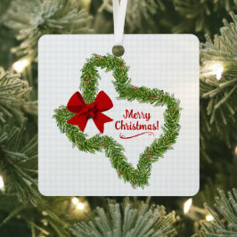 Texas Kerstmis met Red Bow-foto Metalen Ornament
