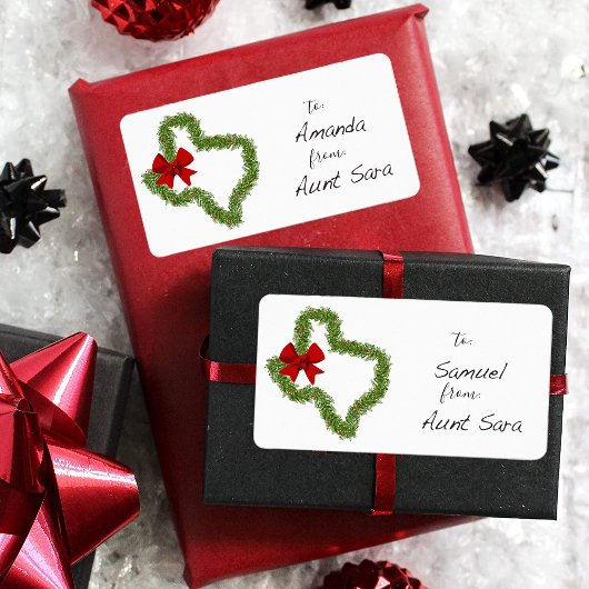 Texas Kerstmis Rood Bow Gift Label Sticker