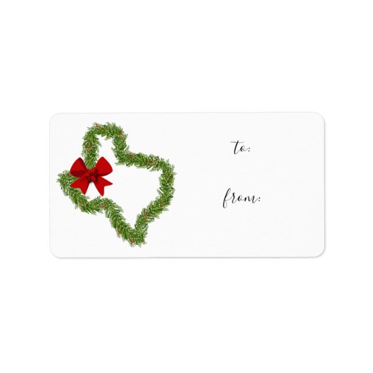 Texas Kerstmis Rood Bow Gift Label Sticker (Voorkant)