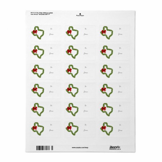 Texas Kerstmis Rood Bow Gift Label Sticker (Full Sheet)