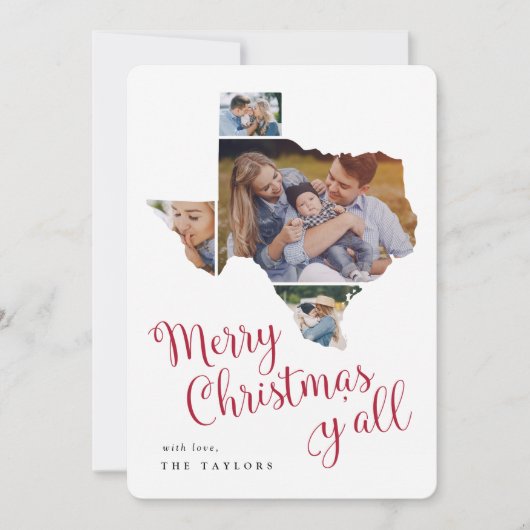 Texas Kerstmis | Thuisstaat Multi-Photo Collage Feestdagenkaart (Voorkant)