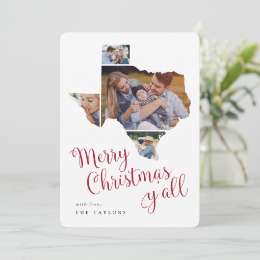 Texas Kerstmis | Thuisstaat Multi-Photo Collage Feestdagenkaart (Staand voorkant)