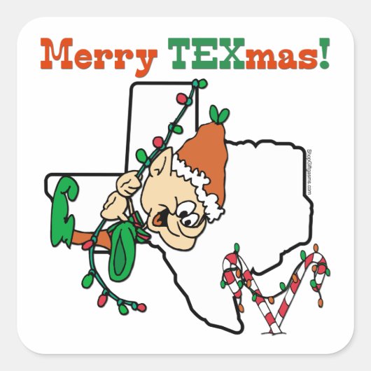 Texas Kerstmis Vierkante Sticker (Voorkant)