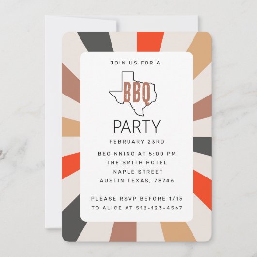 Texas Kleurrijke BBQ Party Kaart (Voorkant)