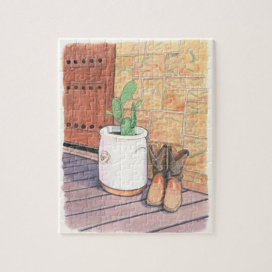 Texas laarzen & cactus veranda puzzel (Verticaal)