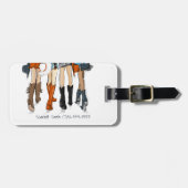 Texas Ladies Mode Cowboy Boots Petten Oranje naam Bagagelabel (Voorkant horizontaal)