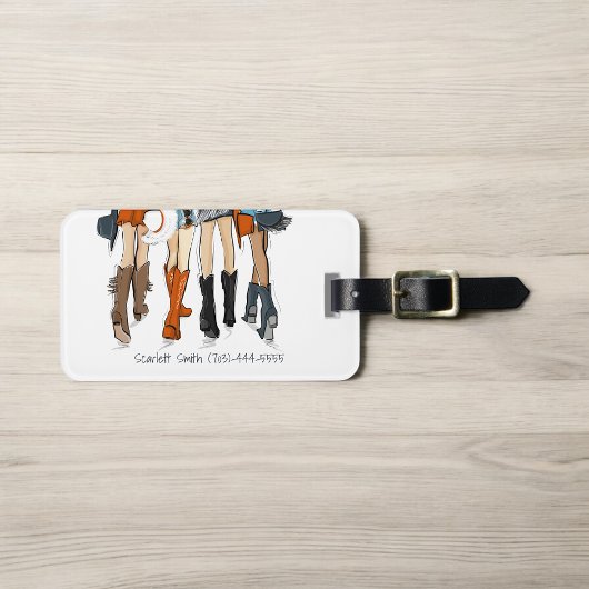 Texas Ladies Mode Cowboy Boots Petten Oranje naam Bagagelabel