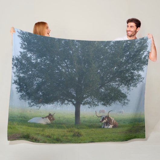 TEXAS LANGE HOORNS FLEECE DEKEN (In situ)
