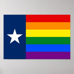 Texas LGBT Gay Pride Rainbow Flag Poster