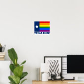 Texas LGBT Gay Pride Rainbow Flag Poster (Thuiskantoor)