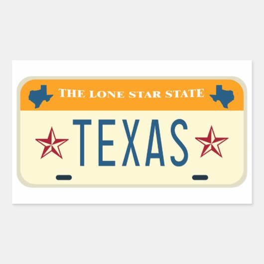 Texas Licence Bord, de eenzame sterrenstaat Rechthoekige Sticker (Voorkant)