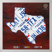 Texas License Bord Map Afdrukken Poster (Voorkant)