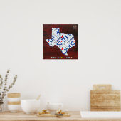 Texas License Bord Map Afdrukken Poster (Keuken)