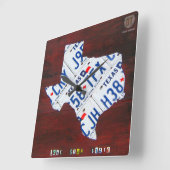 Texas License Plate Map Clock Vierkante Klok (Hoek)