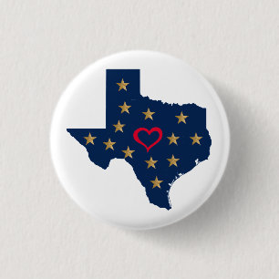 Texas Liefde en Shining Stars in de Lone Star Stat Ronde Button 3,2 Cm