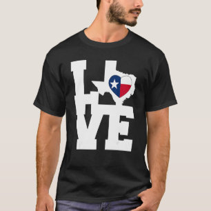 Texas Liefde Kaart Vlag Hart Graphic T - shirts TX