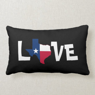 Texas LIEFDE, met staatskaart/Lone Star, witte let Kussen