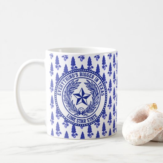 Texas Logo Bluebonnet Pattern Jouw tekst Koffiemok (Met donut)