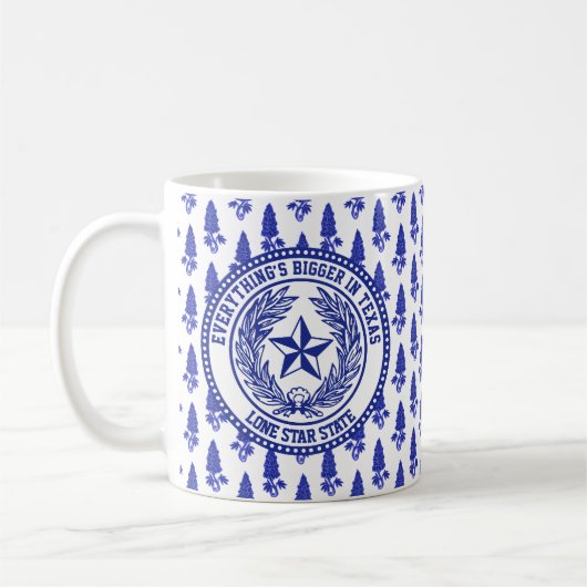 Texas Logo Bluebonnet Pattern Jouw tekst Koffiemok (Links)