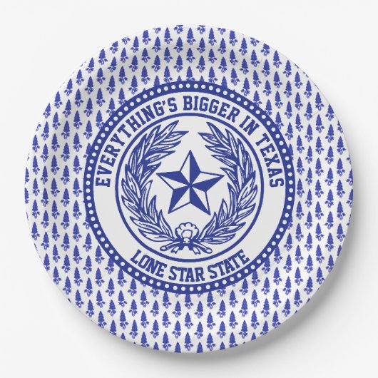Texas Logo Bluebonnet Pattern Jouw tekst Papieren Bordje (Voorkant)