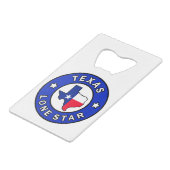 Texas Lone Star Creditkaart Flessenopener (Voorkant Gekanteld)