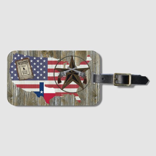 Texas Lone Star Dueling Pistols Meest gezochte Sig Bagagelabel (Voorkant (horizontaal))