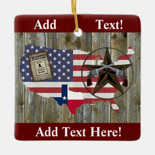 Texas Lone Star Dueling Pistols Meest gezochte Sig Keramisch Ornament (Voorkant)