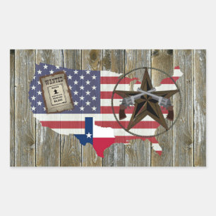 Texas Lone Star Dueling Pistols Meest gezochte Sig Rechthoekige Sticker