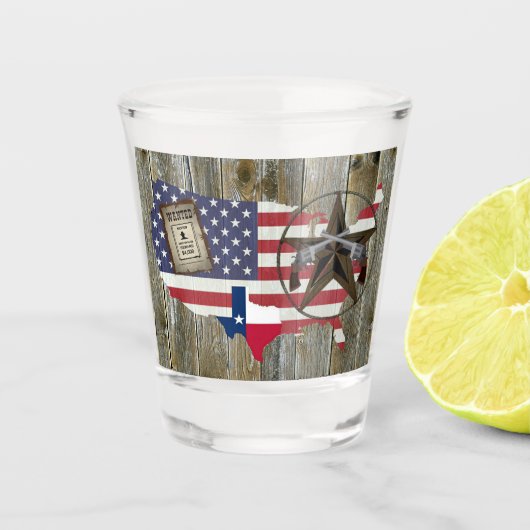 Texas Lone Star Dueling Pistols Meest gezochte Sig Shot Glas (Voorkant)