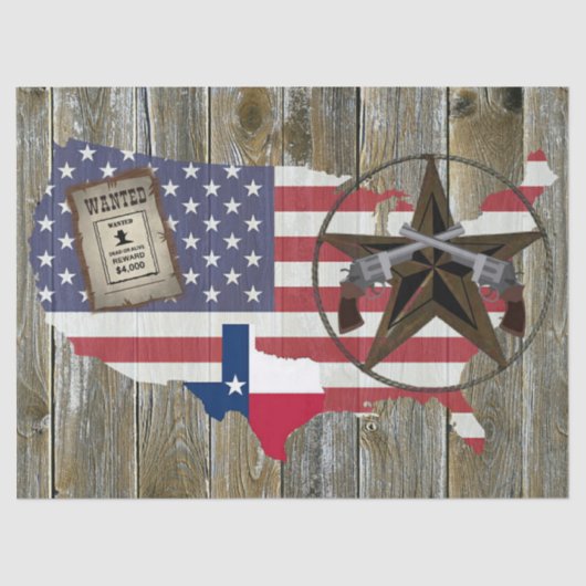 Texas Lone Star Dueling Pistols Meest gezochte Sig Tissuepapier (Voorkant)