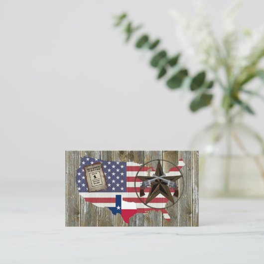 Texas Lone Star Dueling Pistols Meest gezochte Sig Visitekaartje (Staand voorkant)