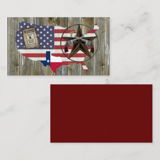 Texas Lone Star Dueling Pistols Meest gezochte Sig Visitekaartje (Voorkant / Achterkant)