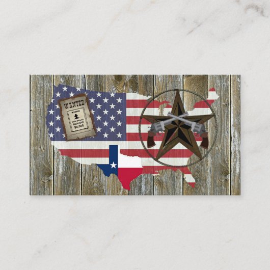 Texas Lone Star Dueling Pistols Meest gezochte Sig Visitekaartje (Voorkant)