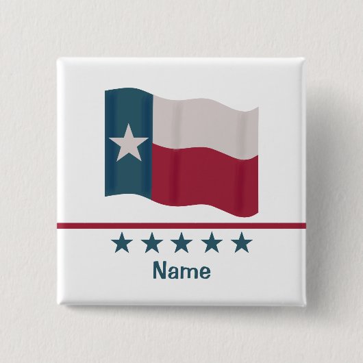 Texas Lone Star Flag Gepersonaliseerde Naam Badge Vierkante Button 5,1 Cm (Voorkant)